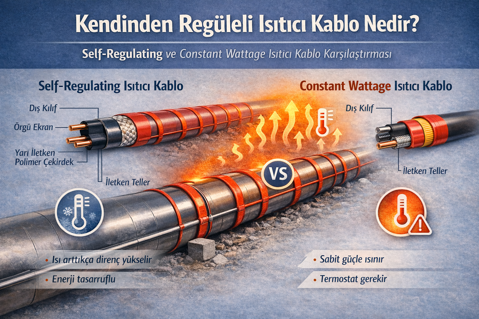 You are currently viewing Kendinden Regüleli Isıtıcı Kablo Nedir? Self-Regulating ve Constant Wattage Kablo Arasındaki Farklar